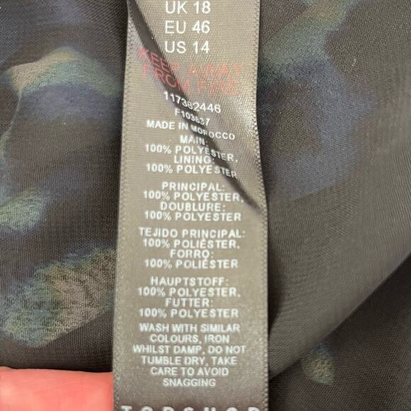 Topshop Frill Bardot Tie Off Shoulder Blue Leopard Animal Mini Dress 14 NWT - Picture 11 of 13